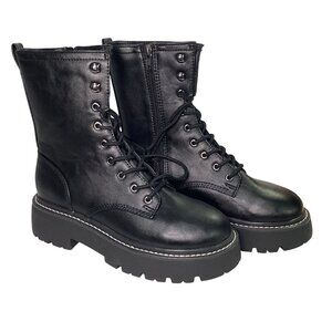 Wild Fabel Women's Thick Sole Lac e/ Zip Up Sides Boot Black Size 8.5 New No Tag